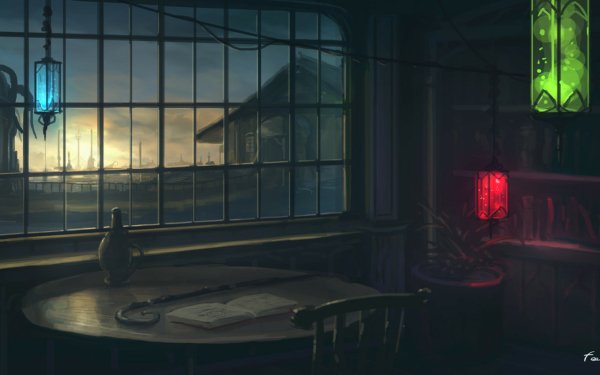 Anime Room Dark Lantern HD Wallpaper | Background Image