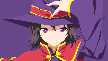 Minimalist HD desktop wallpaper featuring Yozora Mikazuki in anime style from Boku Wa Tomodachi Ga Sukunai, with a purple and red color scheme.