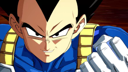 HD desktop wallpaper of Vegeta from Dragon Ball FighterZ, featuring a close-up of his determined expression and clenched fist, capturing his iconic character from the Dragon Ball series.