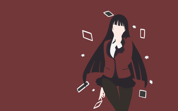 Anime Kakegurui Yumeko Jabami Black Hair Long Hair Skirt Pantyhose Minimalist HD Wallpaper | Background Image