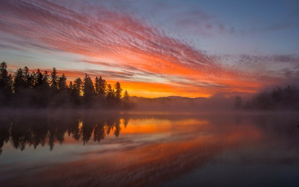 Nature Sunset Lake Reflection Sky HD Wallpaper | Background Image