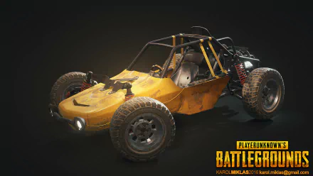 HD desktop wallpaper featuring a rugged buggy from PlayerUnknown's Battlegrounds set against a dark background.