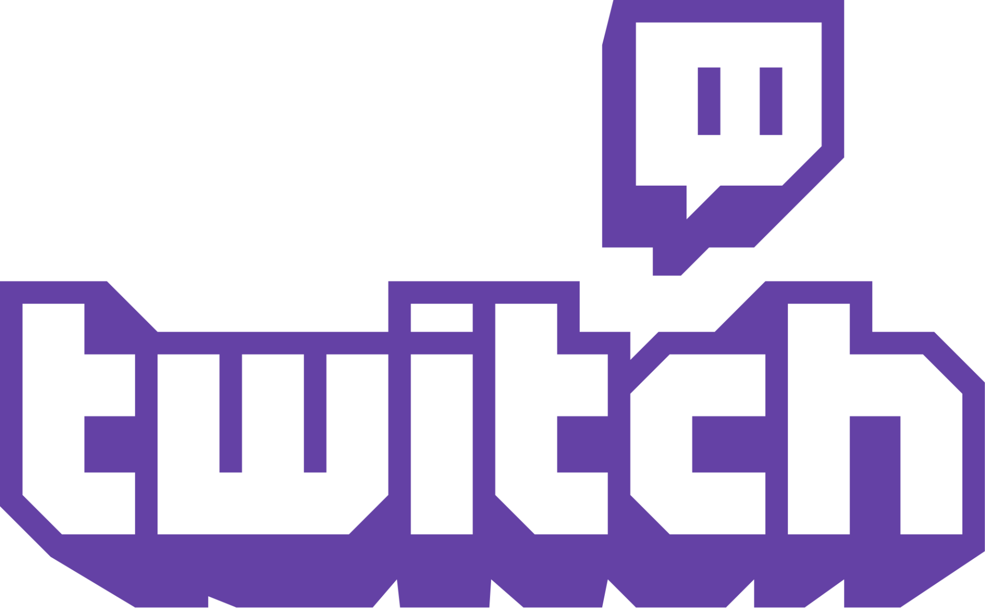 HD desktop wallpaper featuring the purple and white Twitch logo on a transparent background.