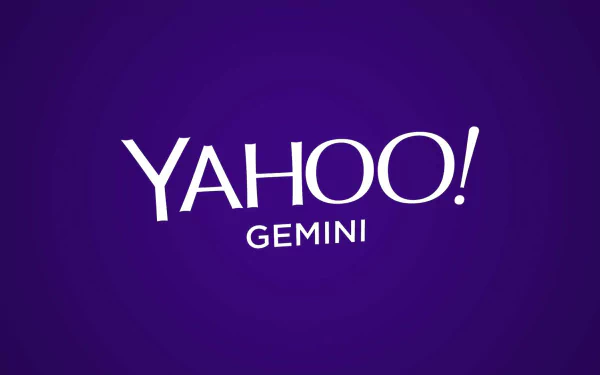 HD desktop wallpaper featuring the Yahoo Gemini logo on a purple background.