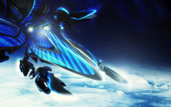 Abstract artistic image featuring blue, cloud-like forms with a surreal, weird design, rendered in high definition as a PC desktop wallpaper and background.