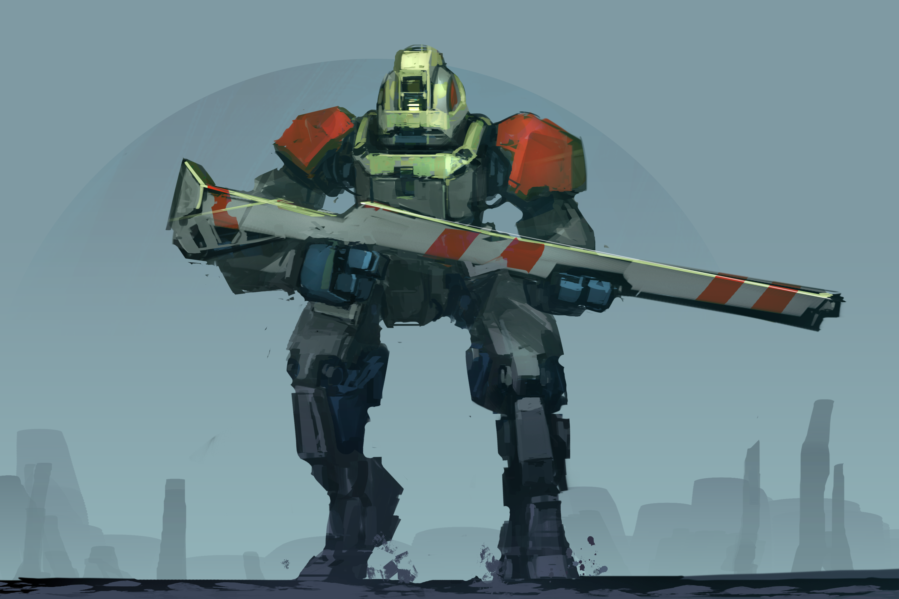 Download Weapon Giant Sci Fi Robot HD Wallpaper by ksenolog