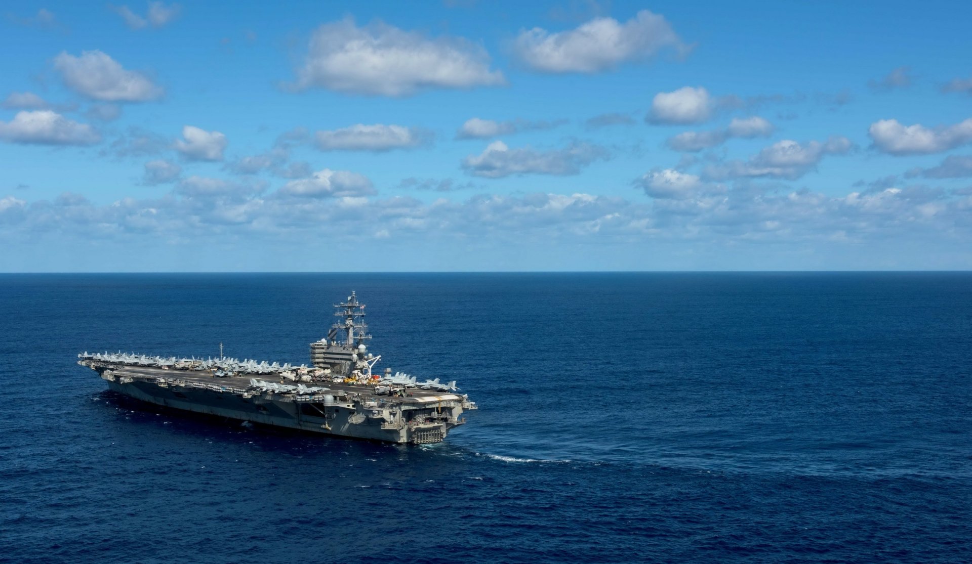 Download Cloud Sky Horizon Ocean Ship Warship Aircraft Carrier Military USS Ronald Reagan (CVN-76) HD Wallpaper