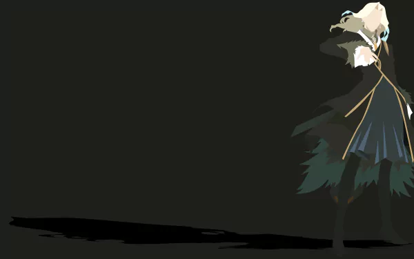 Minimalist 8K Ultra HD anime wallpaper featuring Lancer of Black (Vlad III) from Fate/Apocrypha with dark tones and sharp silhouette on a subtle background.