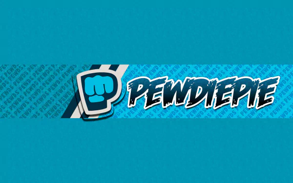 HD desktop wallpaper featuring the PewDiePie logo with a raised fist icon on a vibrant blue background.
