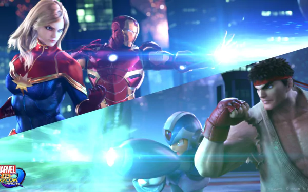 Captain Marvel Mega Man X Ryu (Street Fighter) Iron Man video game Marvel vs. Capcom: Infinite HD Desktop Wallpaper | Background Image