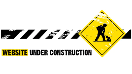 HD desktop wallpaper of a Website Under Construction sign with a worker silhouette and caution stripes.