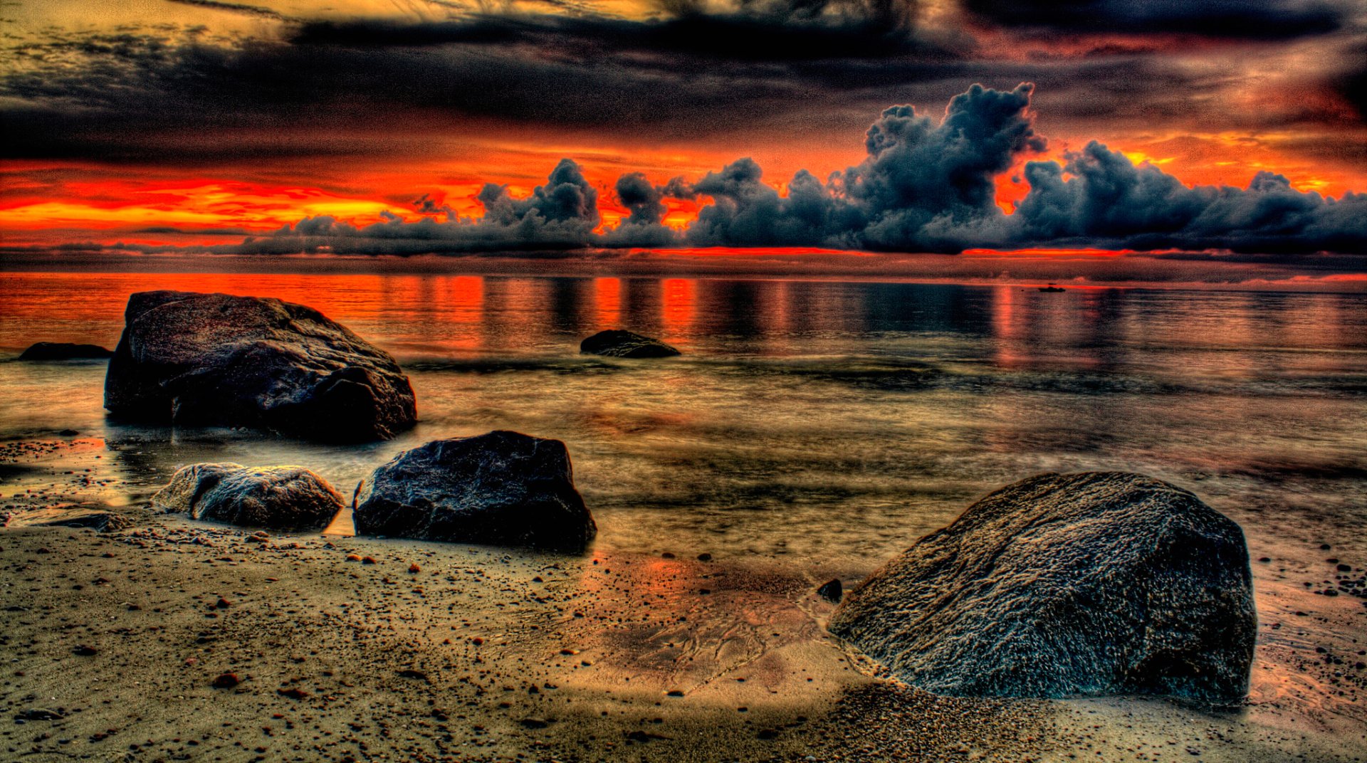 Download HDR Ocean Nature Sunset HD Wallpaper