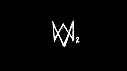 Minimalist HD desktop wallpaper featuring the Watch Dogs 2 logo on a solid black background.