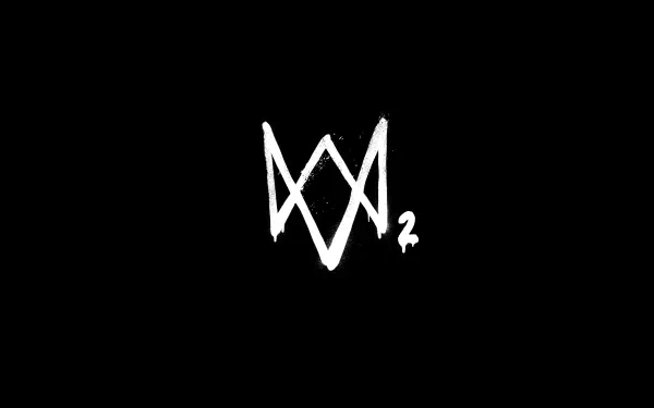Minimalist HD desktop wallpaper featuring the Watch Dogs 2 logo on a solid black background.