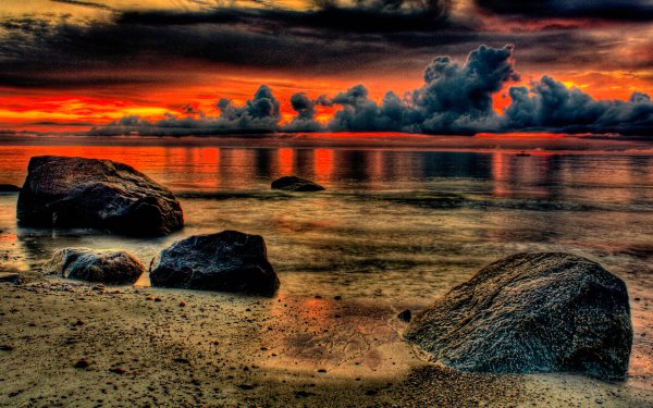 Earth Sunset Nature Ocean HDR HD Wallpaper | Background Image