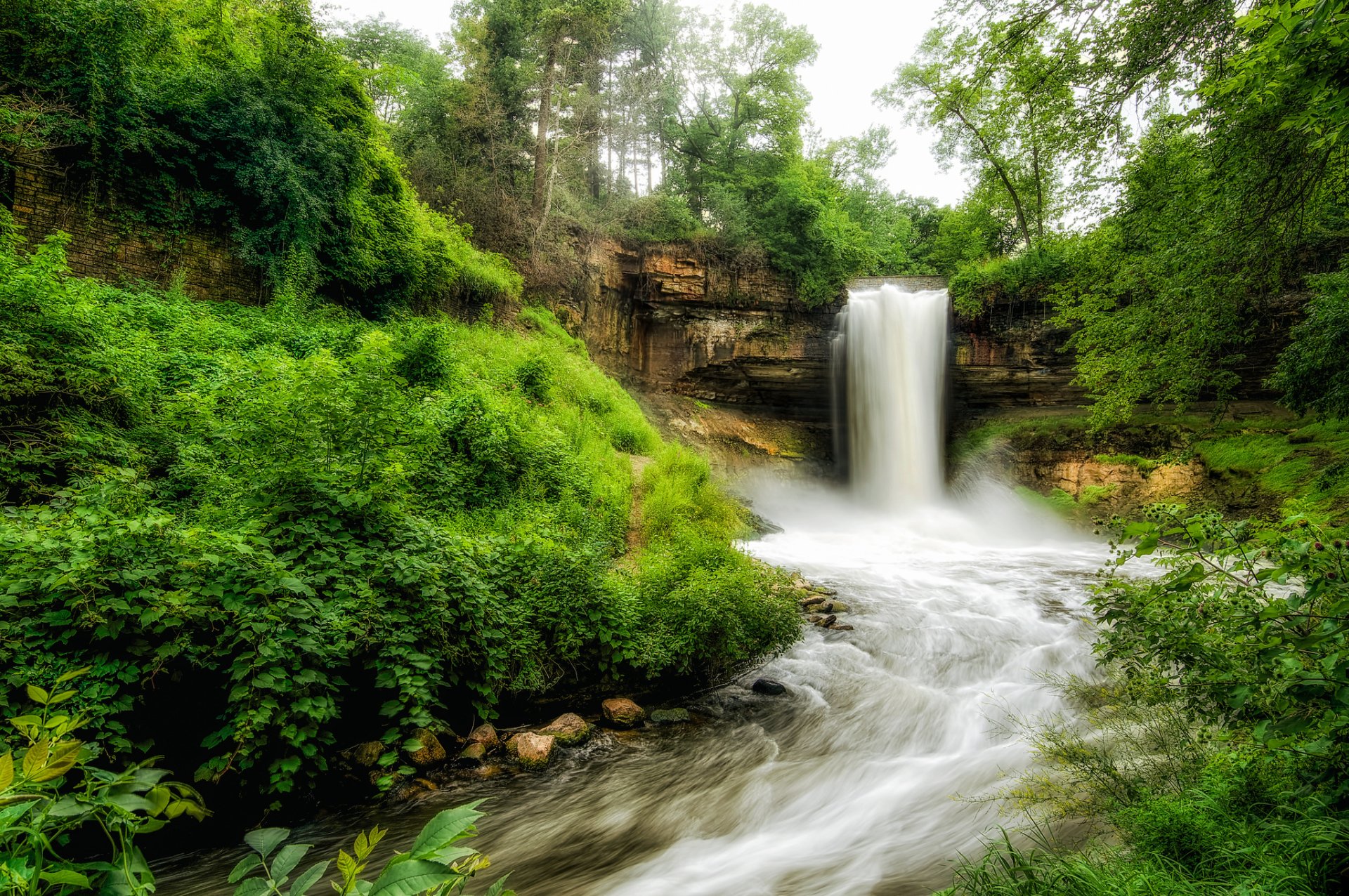 Download Green Forest HDR Nature Waterfall HD Wallpaper by Dan Huntley