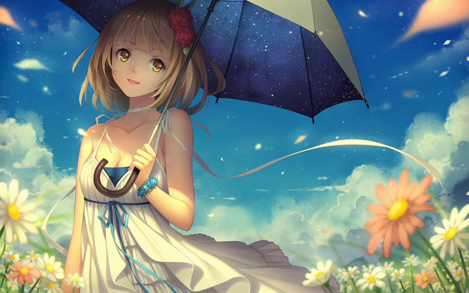 Anime Girl with Umbrella HD Wallpaper | Background Image | 1920x1200
