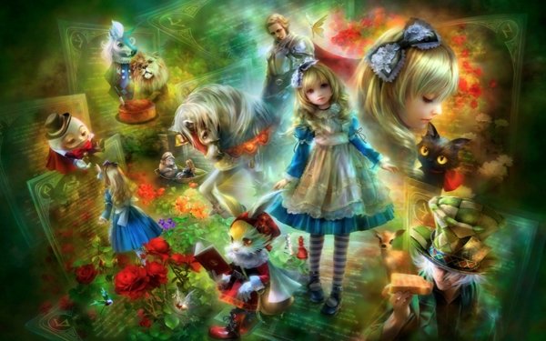 Fantasy Alice In Wonderland Collage HD Wallpaper | Background Image