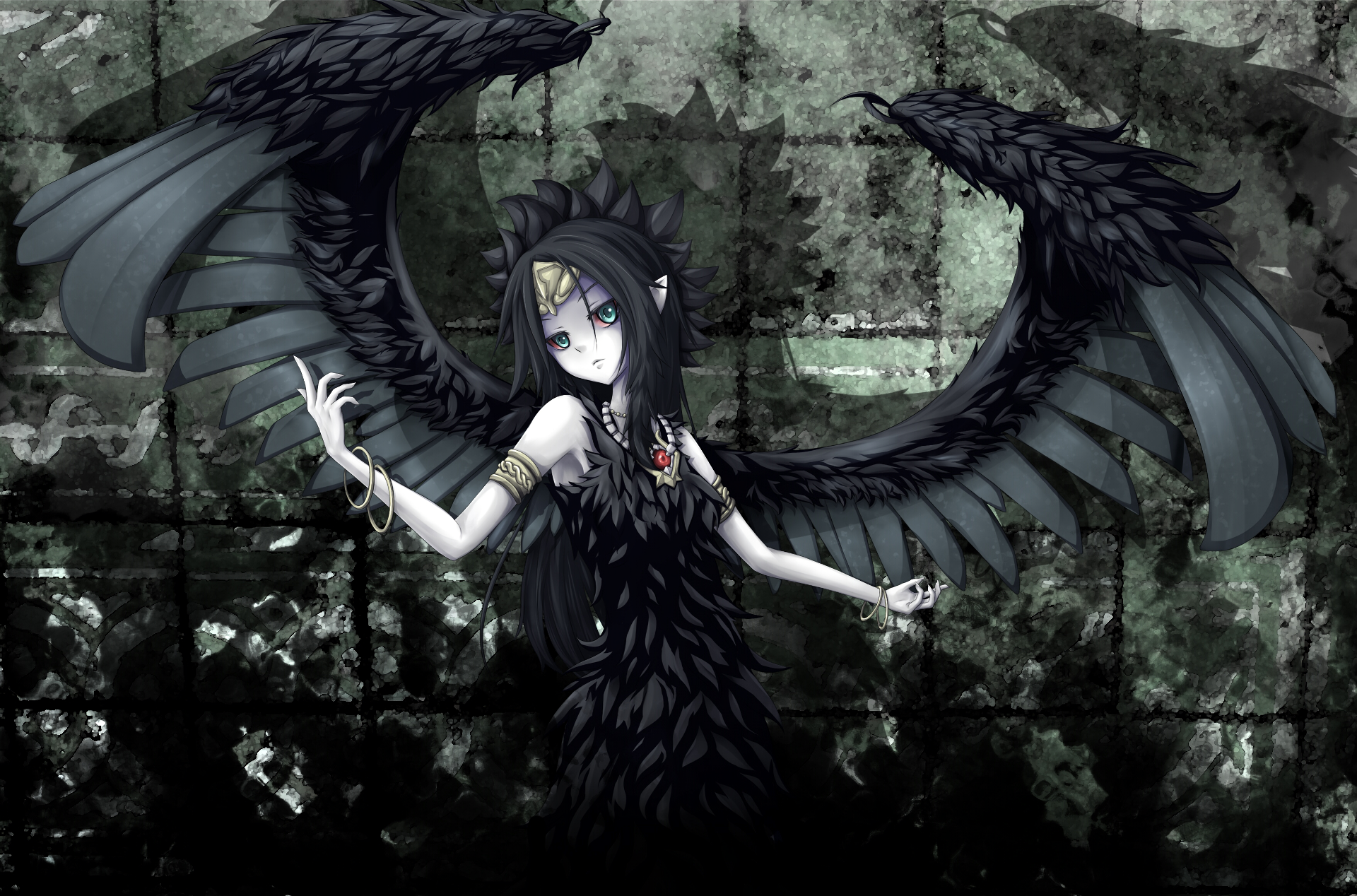 Dark Anime Girl With Wings