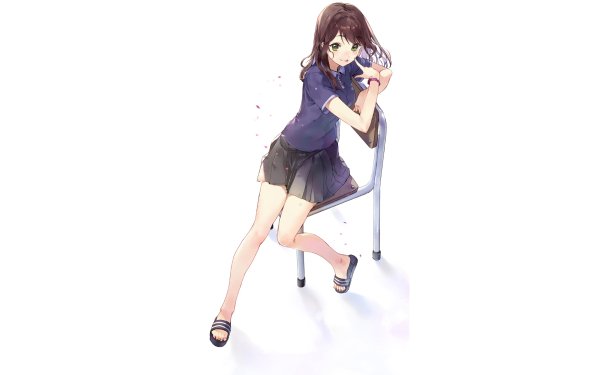 Anime girl sitting front view