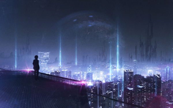 Anime Original City Planet HD Wallpaper | Background Image