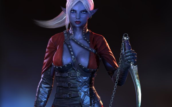 Fantasy Women Warrior Dark Elf Dagger Woman Warrior HD Wallpaper | Background Image
