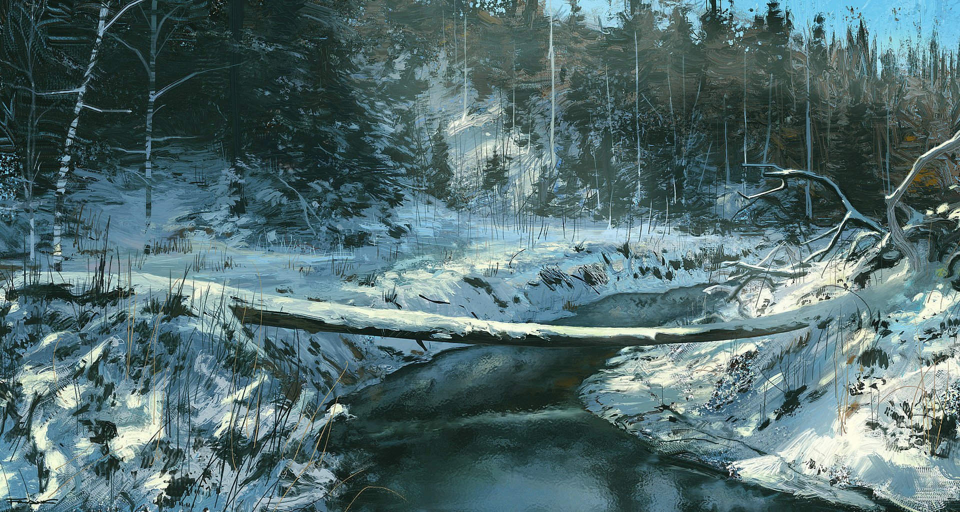 Download Snow Forest Tree Fantasy Landscape Fantasy Landscape Wallpaper by Francesco Lorenzetti