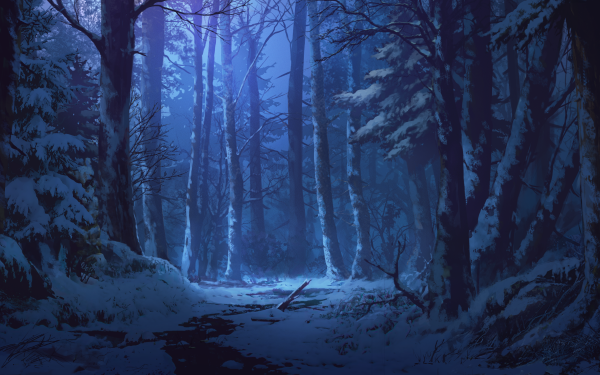 Anime Winter Forest HD Wallpaper | Background Image