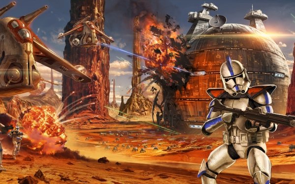 Sci Fi Star Wars Clone Trooper Battle Warrior Explosion Spaceship Weapon HD Wallpaper | Background Image