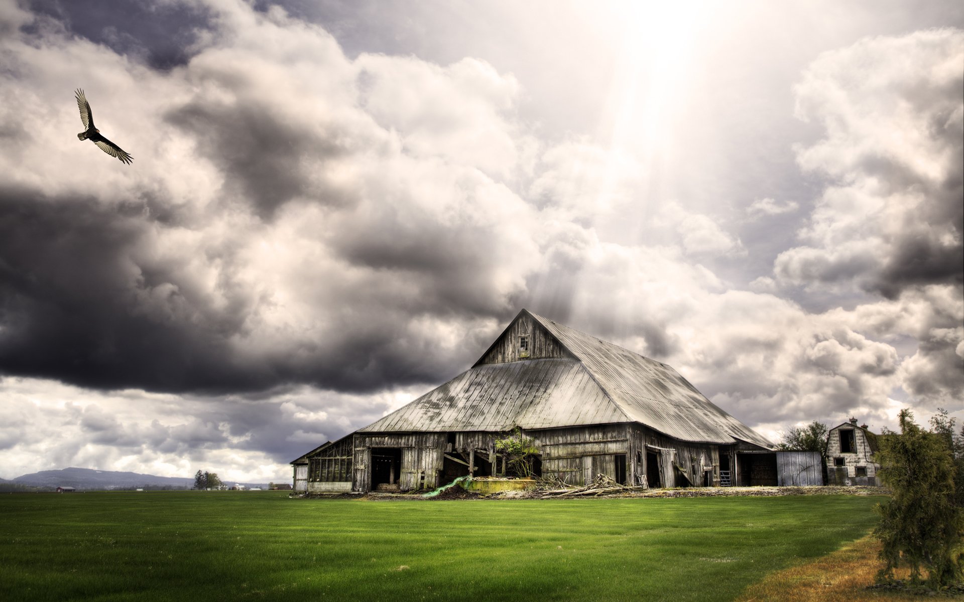 Download Barn Landscape Grass Man Made Ruin HD Wallpaper