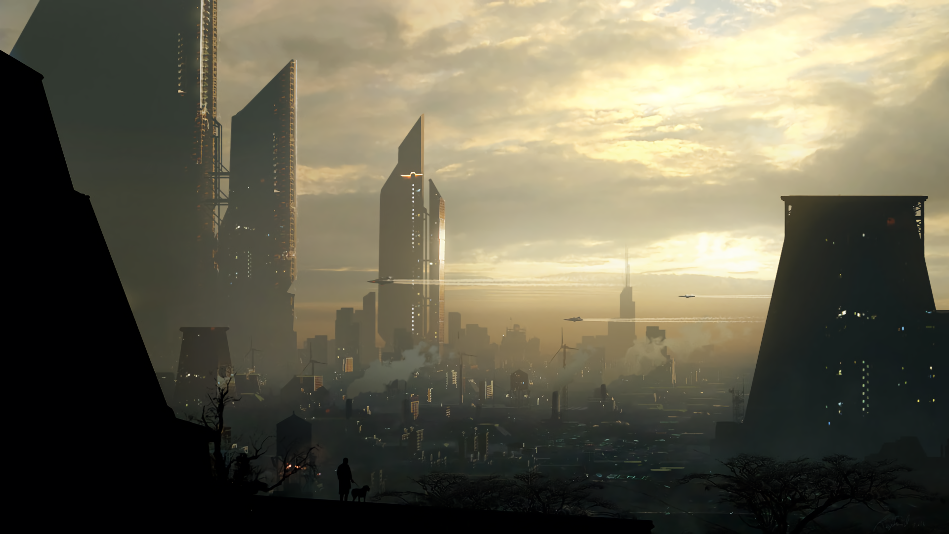 Download Skyscraper Cloud Aircraft Building Sci Fi City Sci Fi City HD ...