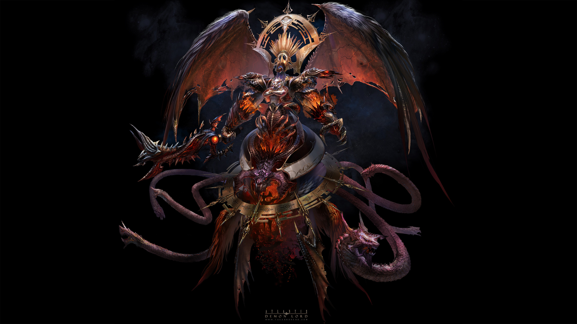 Download Monster Wings Fantasy Demon Video Game Atlantis Online HD Wallpaper by Yu Cheng Hong