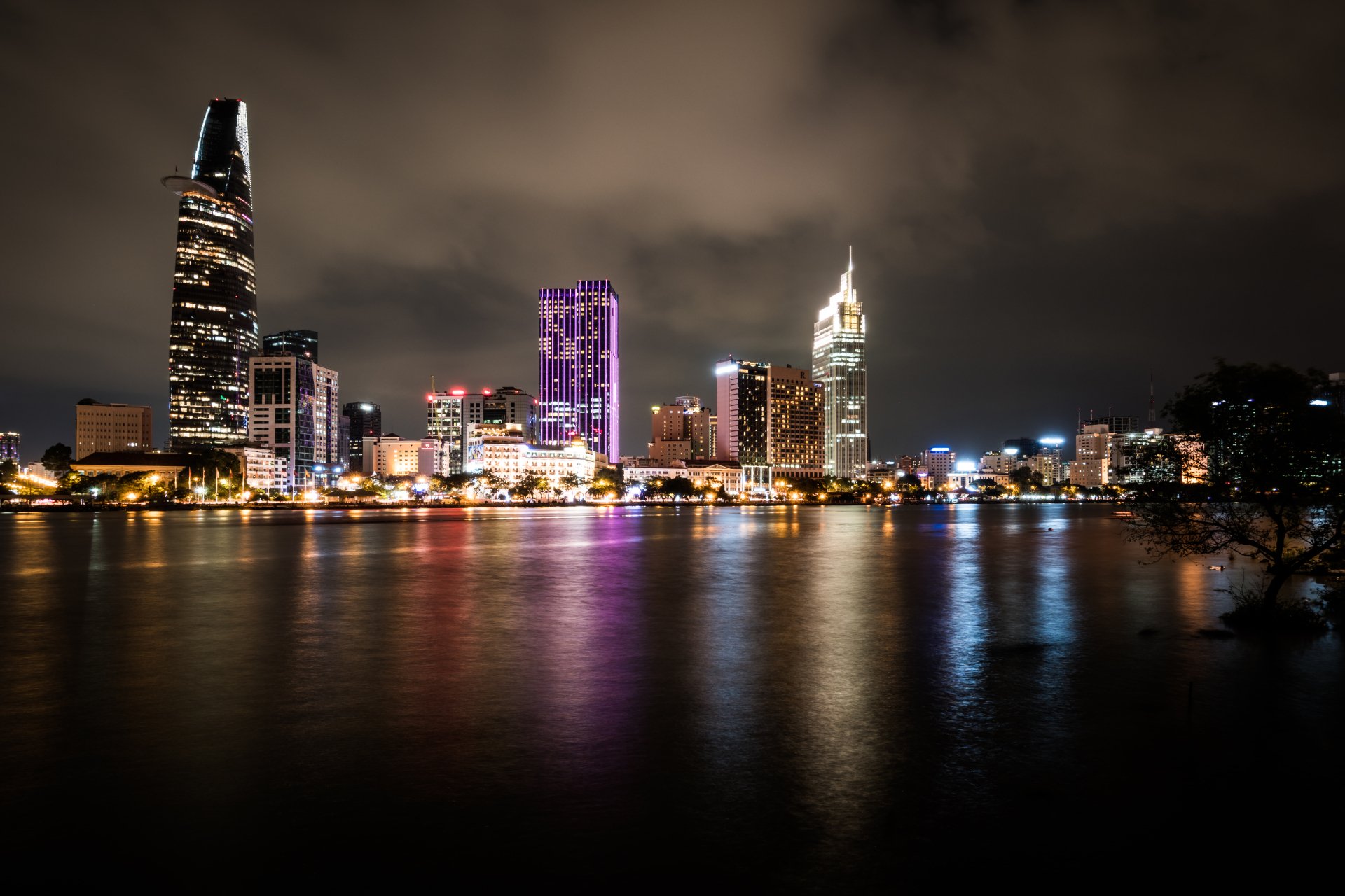 Download Vietnam Light Building Night Saigon River Bitexco Finacial ...