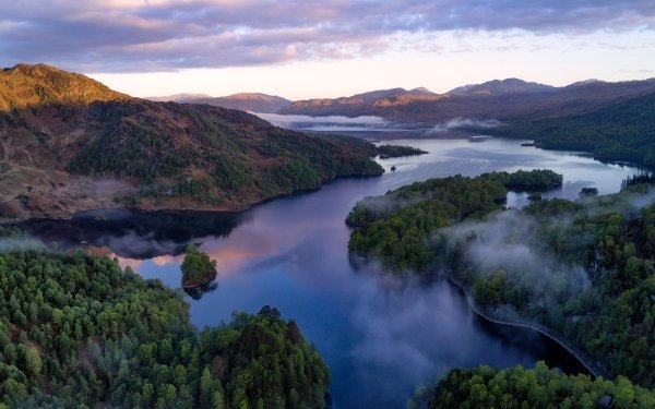Earth Landscape Aerial River Forest Fog Mountain HD Wallpaper | Background Image