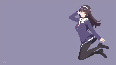 Utaha Kasumigaoka from Saekano: How to Raise a Boring Girlfriend, depicted in a 4K Ultra HD anime desktop wallpaper with a minimalist purple background.
