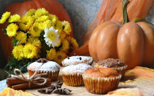 flower cinnamon pumpkin still life food muffin HD Desktop Wallpaper | Background Image