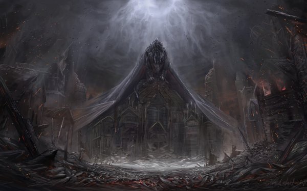Fantasy Dragon Town Destruction Ruin HD Wallpaper | Background Image