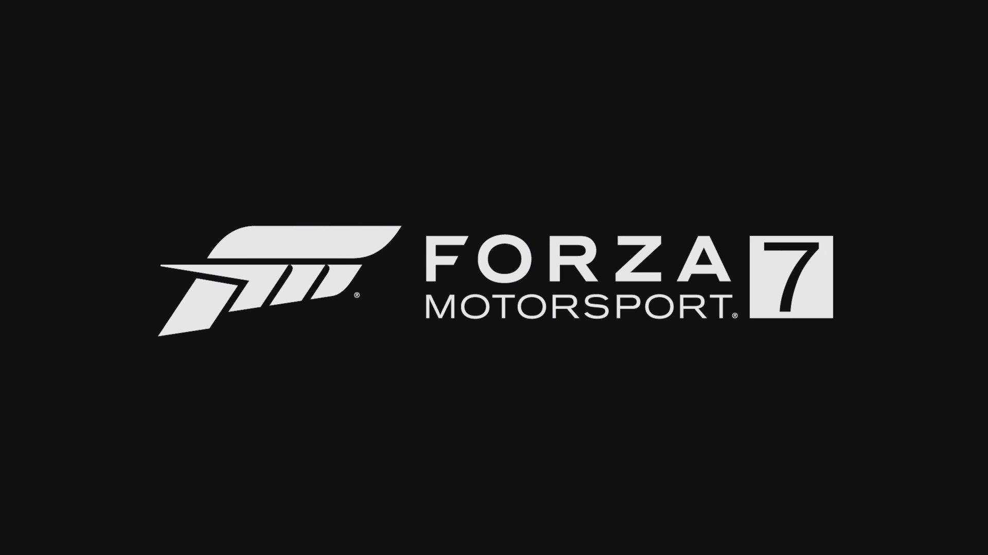 Forza Motorsport 7 logo displayed in white on a black background, designed as a 4K Ultra HD PC desktop wallpaper and background for the video game.