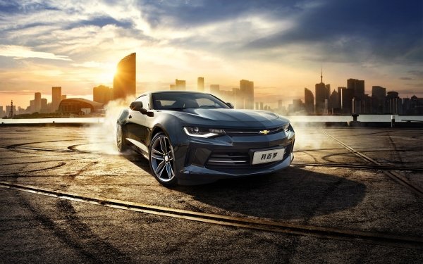 Vehicles Chevrolet Camaro Chevrolet Car Silver Car Muscle Car Cityscape Skyline HD Wallpaper | Background Image