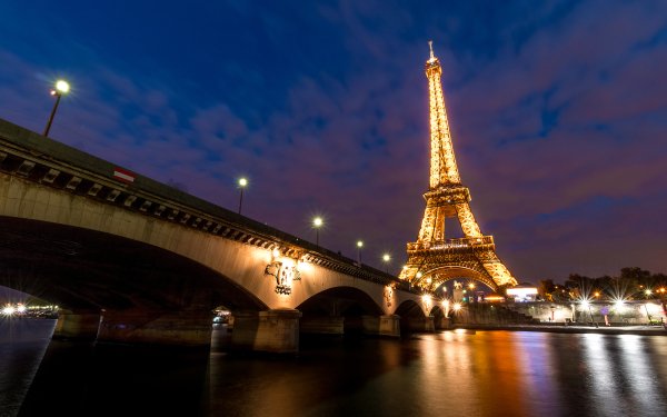 Man Made Eiffel Tower Monuments Night Paris France Light Monument HD Wallpaper | Background Image