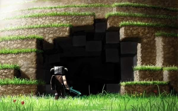 Video Game Crossover Minecraft Warrior Cave HD Wallpaper | Background Image