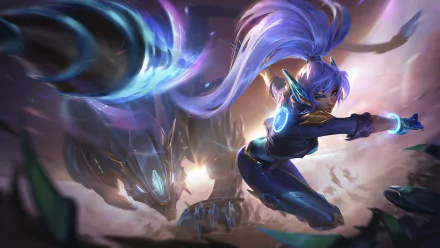 HD desktop wallpaper of Nidalee from League of Legends, featuring dynamic action and vibrant colors.