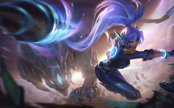 HD desktop wallpaper of Nidalee from League of Legends, featuring dynamic action and vibrant colors.