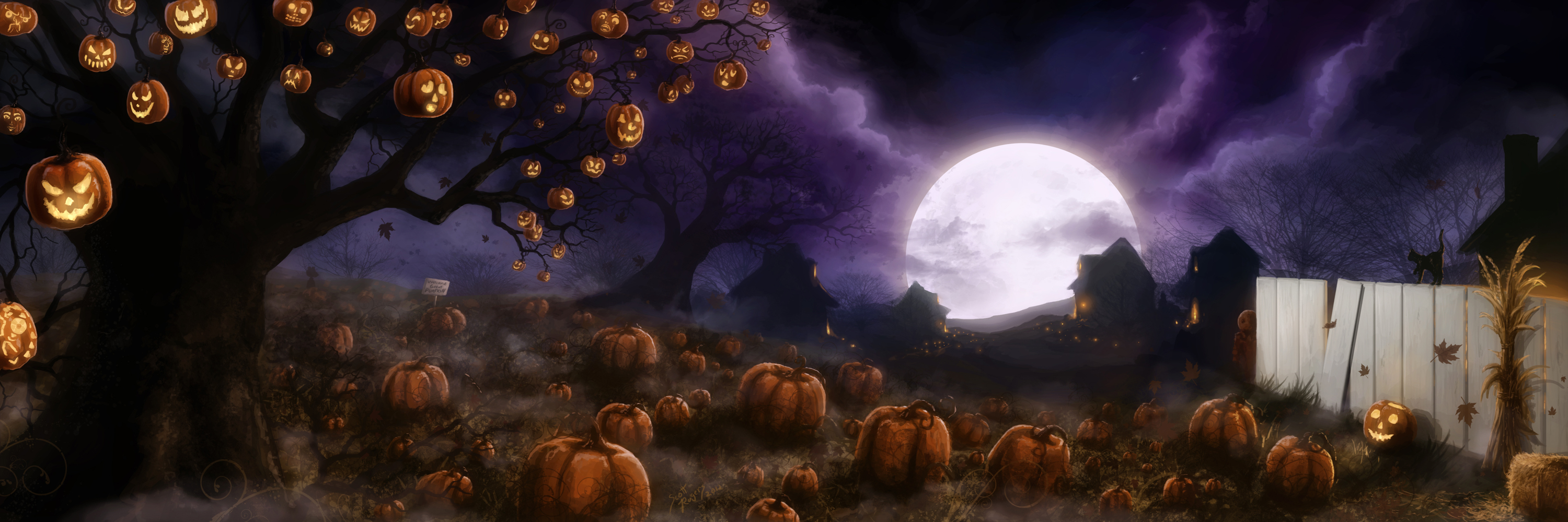 Halloween Wallpaper and Background Image | 3000x1000