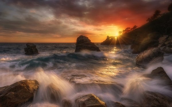 Earth Ocean Nature Coast Horizon Sunrise HD Wallpaper | Background Image