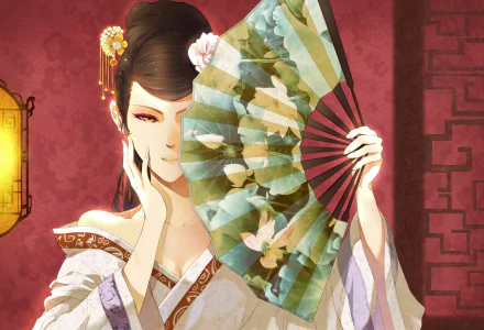 fan fantasy artistic geisha HD Desktop Wallpaper | Background Image