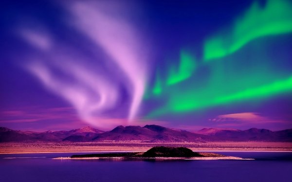 Tierra/Naturaleza Aurora Boreal Luz Montaña Isla Fondo de pantalla HD | Fondo de Escritorio