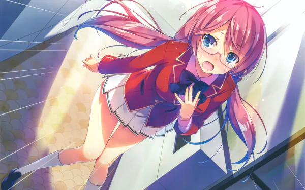 HD desktop wallpaper featuring Airi Sakura from Classroom of the Elite anime in a vibrant school uniform.