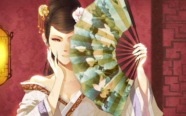 fan fantasy artistic geisha HD Desktop Wallpaper | Background Image