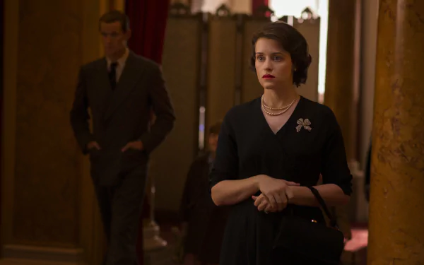 Matt Smith Prince Philip Claire Foy Queen Elizabeth II TV Show The Crown HD Desktop Wallpaper | Background Image